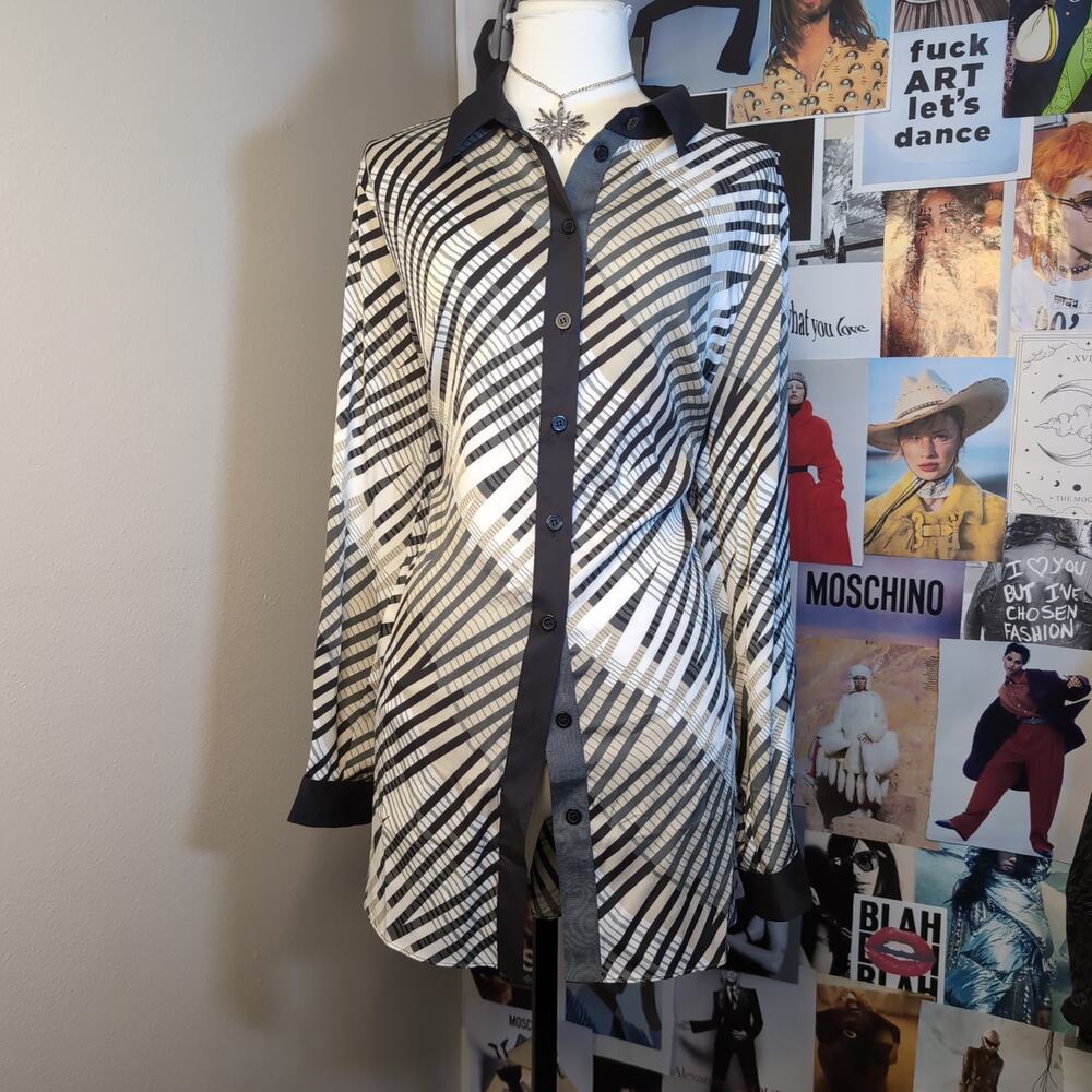 Retro Button Up Patterned Top - image 1